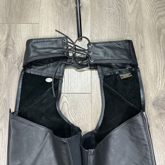 Vintage Harley Davidson Women's Black Leather Riding Chaps USA Made Size Small - Picture 6 of 13